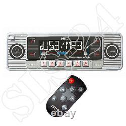 Retro Look Autoradio USB SD/MMC MP3 Player mit Bluetooth A2DP Radio + FB Chrom