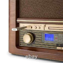 Retro Stereo System DAB Radio CD Player Music MP3 USB Home Audio LCD Brown