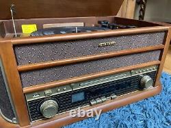Retro Vinyl Turntable Stereo Speaker Record DAB CD Player Radio Bluetooth Brown