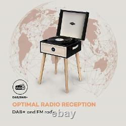 Retro vinyl Player Turntable DAB FM Radio Bluetooth Stereo Stand Remote Black