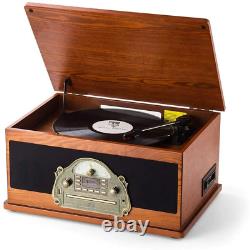 Shuman MC-263BT Retro Classic Music Turntable DAB Radio, CD/MP3 player, Brown