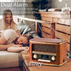 Shuman Retro Wood FM/DAB+(Plus) Digital Radio Loud Volume with Wireless Connecti