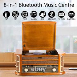 Shuman Vintage 8-In-1 Wireless Music Centre with Remote Control, DAB Digital/Fm