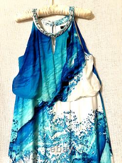 Style & Co Dress 1X Blue Water Splash Print Stretch Knit Maxi Sundress $79 NWT