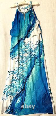 Style & Co Dress 1X Blue Water Splash Print Stretch Knit Maxi Sundress $79 NWT