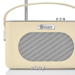 Swan Retro DAB Radio Vintage Style Portable DAB Radio in Cream Mains or Battery