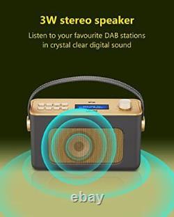 UEME Retro DAB/DAB+ FM Wireless Portable Radio with Bluetooth Charcoa