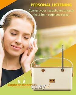 UEME Retro DAB/DAB+ FM Wireless Portable Radio with USB Rechargeable Cream