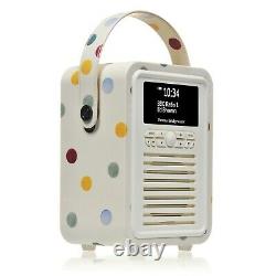 VQ Emma Bridgewater Retro Mini DAB Polka Dot Bluetooth Portable Radio FM Alarm