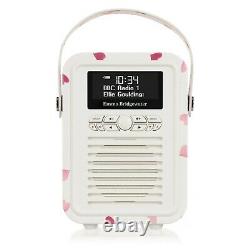 VQ Emma Bridgewater Retro Mini DAB Radio Pink Hearts Bluetooth Portable Radio