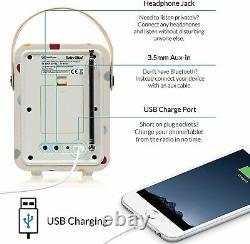 VQ Portable Retro Mini DAB and DAB+ Digital Radio with FM, Bluetooth, Aux, USB