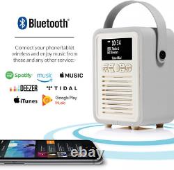 VQ Portable Retro Mini DAB and DAB+ Digital Radio with FM, Light Grey