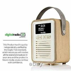 VQ Retro Mini DAB & DAB+ Digital Radio with FM, Bluetooth & Alarm Clock Oak