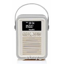 VQ Retro Mini Portable DAB & FM Radio with Bluetooth in Light Grey