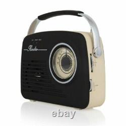 Vintage Akai Radio 50`s Style Retro Portable AM/FM Black Mains/Battery USB SD