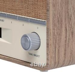 Vintage Style DAB+ & FM Radio With Bluetooth, Denver DAB-36 Lightwood