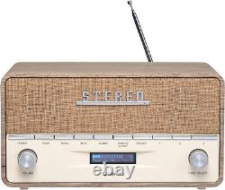 Vintage Style DAB+ & FM Radio With Bluetooth, Denver DAB-36 Lightwood