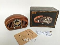 Vintage Style Radio Retro Bluetooth Speaker Walnut Wooden AM FM BT Radio