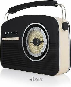 Akai A60010vdabb Portable Rétro Style Rétro Radio Dab En Noir Nouvelle Marque