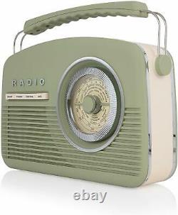 Akai A60010vdabsg Portable Vintage Style Dab Radio En Sage Vert Nouveau