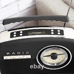 Akai Rétro Radio Portable Noir Numérique Dab Am / Fm Bluetooth Réveil Vintage