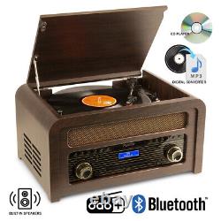 Combinaison lecteur CD Nashville Retro Record, enceintes, Bluetooth, DAB+, vinyle vers MP3