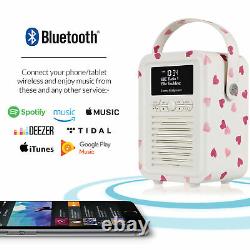 Dab+ Radio Bluetooth Fm Alarme Retro Mini Par Vq Emma Bridgewater Pink Heart