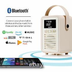 Dab+ Radio Bluetooth Haut-parleur Portable Fm & Alarme Rétro Mini Par Vq Cream