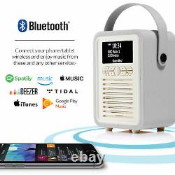 Dab+ Radio Bluetooth Haut-parleur Portable Fm & Alarme Retro Mini Par Vq Light Grey