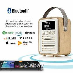 Dab+ Radio Bluetooth Haut-parleur Portable Fm & Alarme Rétro Mini Par Vq Oak