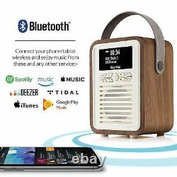 Enceinte Bluetooth Radio DAB DAB+ FM & Alarme Retro Mini par VQ en Noyer