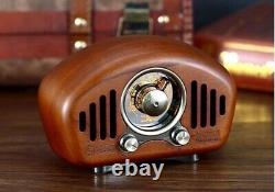 Enceinte rétro Bluetooth style radio vintage en bois de cerisier AM FM BT
