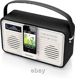 Nouvelle radio rétro View Quest DAB+ avec station d'accueil iPod (connecteur Lightning) Noir