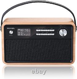 ROXEL RETRO D1 - Radio DAB/FM Vintage avec Enceinte Bluetooth et Alarme de Chevet Télécommandée