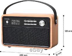 ROXEL RETRO D1 - Radio DAB/FM Vintage avec Enceinte Bluetooth et Alarme de Chevet Télécommandée