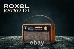 ROXEL RETRO D1 Radio Vintage DAB/FM avec Haut-parleur Bluetooth et Réveil à Distance près du Lit