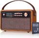 Roxel Retro D1 Radio Vintage Dab/fm Avec Haut-parleur Bluetooth Et Alarme De Chevet à Distance