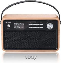 ROXEL RETRO D1 Radio-réveil Bluetooth vintage DAB/FM avec haut-parleur et horloge de chevet