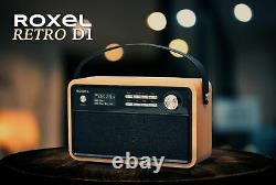 ROXEL RETRO D1 Radio-réveil Bluetooth vintage DAB/FM avec haut-parleur et horloge de chevet