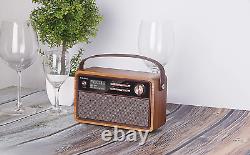Radio DAB/FM vintage rétro enceinte Bluetooth et horloge de réveil avec alarme USB Card à distance