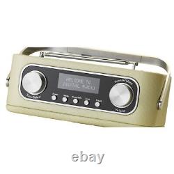 Radio DAB rétro Bluetooth avec aspect cuir de brousse crème