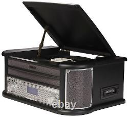 Radio en bois vintage rétro DAB Bluetooth avec lecteur de disques 9-en-1
