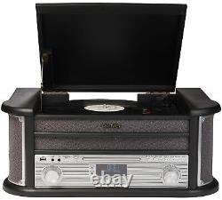 Radio en bois vintage rétro DAB Bluetooth avec lecteur de disques 9-en-1