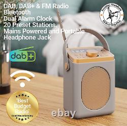 Radio numérique DAB, DAB+ et FM avec Bluetooth, alimentation sur batterie et secteur, portable.