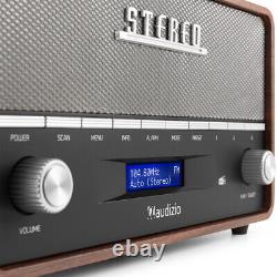 Radio portable Audizio Corno Retro DAB+ avec Bluetooth, tuner FM, réveil gris