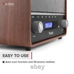 Radio portable DAB+ Audizio Corno rétro avec Bluetooth, tuner FM, alarme gris