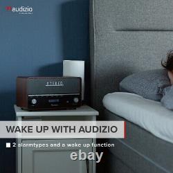 Radio portable DAB+ Audizio Corno rétro avec Bluetooth, tuner FM, alarme gris