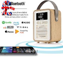 Radio portable DAB rétro mini avec haut-parleur Bluetooth et auxiliaire FM Dua
