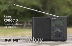 Radio portable Sony XDR-S61D DAB/DAB+ avec réveil, minuterie de mise en veille, fonctionnement sur piles et secteur - Noir