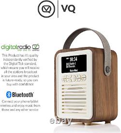 Radio portable rétro mini Dab avec haut-parleur Bluetooth et prise auxiliaire Dab+ FM pour chevet.